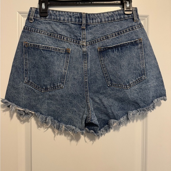 12th Tribe Distressed Denim Blue Women's Shorts - Picture 3 of 7